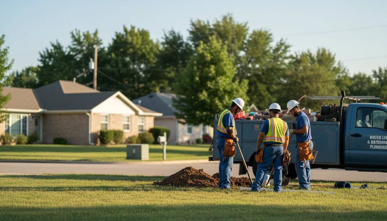 Residential water line and bathroom plumbing service in Round Mountain, TX